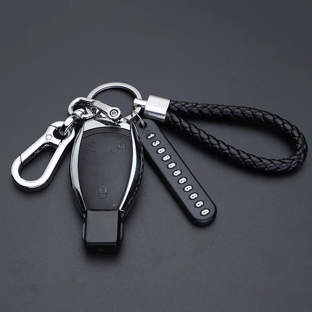 Car Key Pendant Keychain Anti-lost Phone Number Card Keyring KeyFob Man Woman Family Present