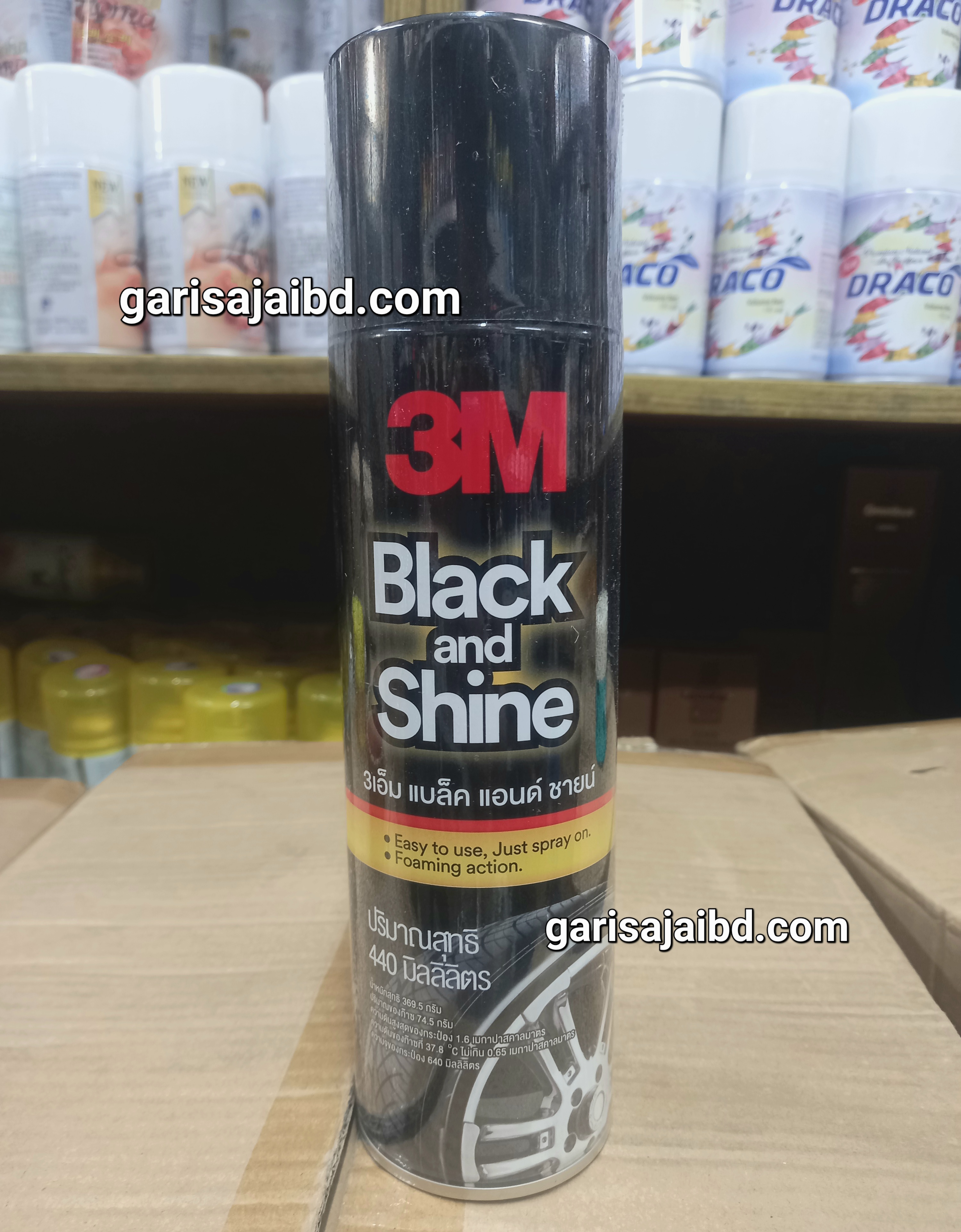 3M Black & Shine Foam Rubber Cleaner and Polishing 440 ML