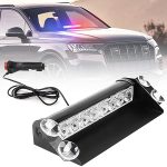 8 LED Red & Blue Car Police Strobe Light | Flashing Emergency Warning Light for All Cars, Trucks, Bikes | Waterproof 12V Dashboard Windshield Light with Switch – Set of 1