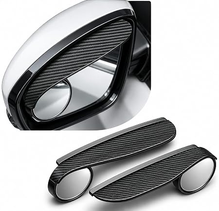 1 2PCS Car Blind Spot Mirror, Adjustable Wide Angle Side Mirror with Rain Visor Guard, Carbon Fiber Rear View Blind Spot Mirror Reflective Protection Shield, Car Accessories - Image 1