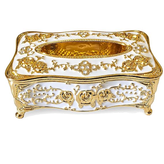 1 Luxury Rococo Style Rhinestone Tissue Box Cover Acrylic for Bathroom Vanity - Image 1