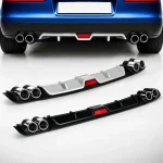 Universal Rear Bumper Lip Diffuser Spoiler with Decorative Quad Exhaust Tips