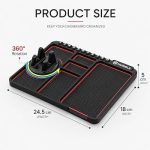 Car Dashboard Anti-Slip Mat with 360° Rotating Phone Holder, Parking Number Plate, Coin & Key Storage Pad, Universal Car Mobile Stand (Black) - Image 5
