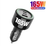 Pugan 165W Fast Car Charger – USB & Type-C Multi-Port Charger with Built-in 3-in-1 Cable - Image 4