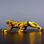 Lucky Fengshui/Cheetah Gift for Car Office Home Decorative Showpiece - 4.5 cm (Polyresin, Gold)