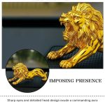 Lion Figurine Office Car Dashboard Home Decor, Art Craft Animal Statue/Sculpture Decorative Showpiece - 7 cm (Polyresin, Gold) - Image 3
