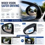 2PCS Car Blind Spot Mirror, Adjustable Wide Angle Side Mirror with Rain Visor Guard, Carbon Fiber Rear View Blind Spot Mirror Reflective Protection Shield, Car Accessories - Image 5