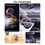 360 Rotation Foldable Clamp Arm Magnetic Vacuum Suction Cup Car Phone Holder Innovative Design - Image 4