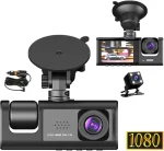 Dash Cam Front and Rear Inside, 1080P FHD Three Channels Dash Camera for Cars, WDR, G Sensor, Loop Recording, Parking Monitor, 24 Hours Recording