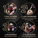 Solar Dashboard Spinner Sun Powered Kinetic Car Diffuser (Celestial Gold) | Air Diffuser Ornament with Unscented Core for Custom User Fragrances, Space - Image 2