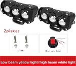 Motorcycle LED Spotlight – Dual Color Hi/Low Beam Driving Light with Switch for Cars, Trucks, SUVs & UTVs (12V/24V) - Image 3
