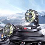 12V Dual Fan Head Car Air Circulator – Adjustable Dashboard Cooling Fan with 2 Speed Modes for Vehicle Interior - Image 2