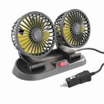 12V Dual Fan Head Car Air Circulator – Adjustable Dashboard Cooling Fan with 2 Speed Modes for Vehicle Interior