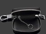 Toyota Black Leather Car Key Case Coin Holder Zipper Remote Wallet Key Chain Bag - Image 5