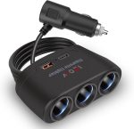5-in-1 120W Car Charger & Cigarette Lighter Adapter – 12V/24V USB-C PD Charger with USB Port & 3 Extension Sockets