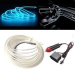 5M Ice Blue EL Wire Car Interior Light – Flexible Electroluminescent Ambient Lighting for Car Decoration, Universal Fit