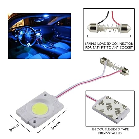 LL3 12V COB LED Car Interior Roof Light – Bright White Universal Dome Light for All Cars, Interior Lighting Set of 2 - Image 1