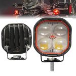 Motorcycle LED Fog Light Set (Pack of 2) – 4-Lens White & Yellow Spotlight with Flashing Mode, Red Devil Eye & IP67 Waterproof Design, 12–80V for Cars, Jeeps & SUVs - Image 4