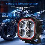 Motorcycle LED Fog Light Set (Pack of 2) – 4-Lens White & Yellow Spotlight with Flashing Mode, Red Devil Eye & IP67 Waterproof Design, 12–80V for Cars, Jeeps & SUVs - Image 2