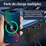 5-in-1 120W Car Charger & Cigarette Lighter Adapter – 12V/24V USB-C PD Charger with USB Port & 3 Extension Sockets - Image 4