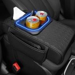 Armrest Cover for Car with Cup Holder Leather Mat