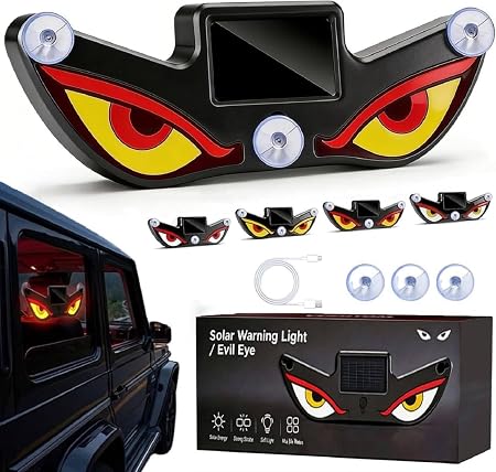 q1 Solar Devil Eyes LED Light – Wireless USB Rechargeable Car & Bike Windshield Ambient Decorative Lamp - Image 1