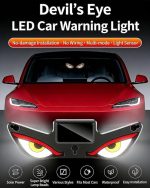 Solar Devil Eyes LED Light – Wireless USB Rechargeable Car & Bike Windshield Ambient Decorative Lamp - Image 3