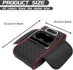 Multifunctional 5-in-1 Car Armrest Cushion – Heightened Leather Center Console Organizer with Dual Cup Holders, Phone & Tissue Holder, Storage Bag for Most Cars - Image 2