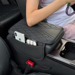 Premium Memory Foam Car Armrest Cover – Leather Center Console Cushion with Non-Slip Pad & Storage Bags for Kia Optima 2014–2020, Beige